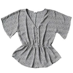 Sienna Sky Spotted Short Sleeve Peplum Blouse | Size: M